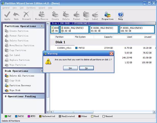 delete all partitions